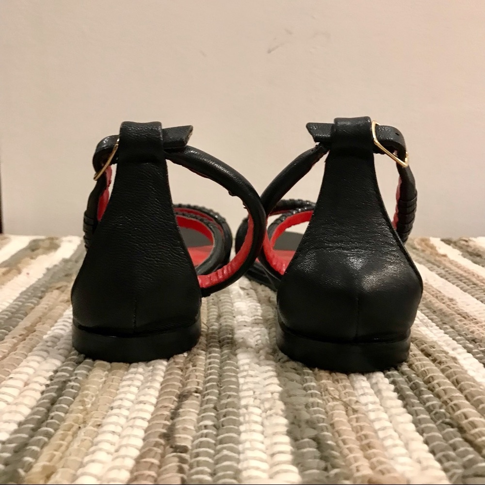 Charles Jourdan black leather ankle wrap sandals - Picture 13 of 15